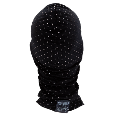 Black balaclava with white patterns on a white background