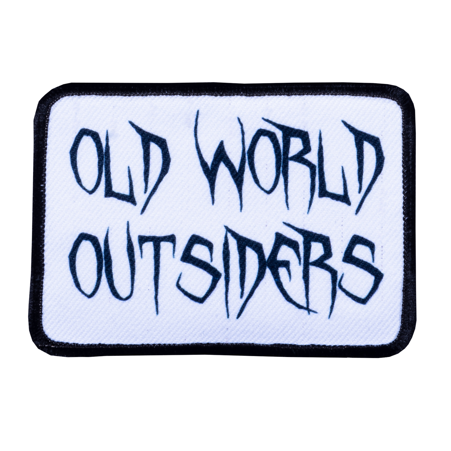 Rectangular patch with 'Old World Outsiders' text on a white background
