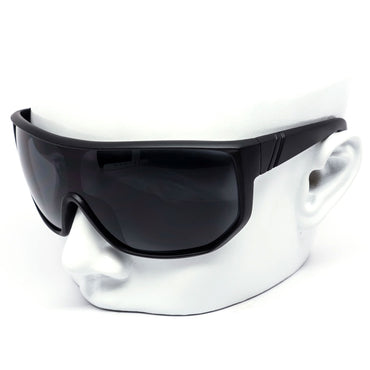 Black sunglasses on a white mannequin head with a white background