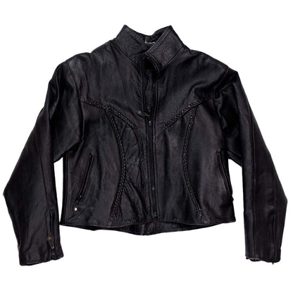 Black leather mens jacket winter coat