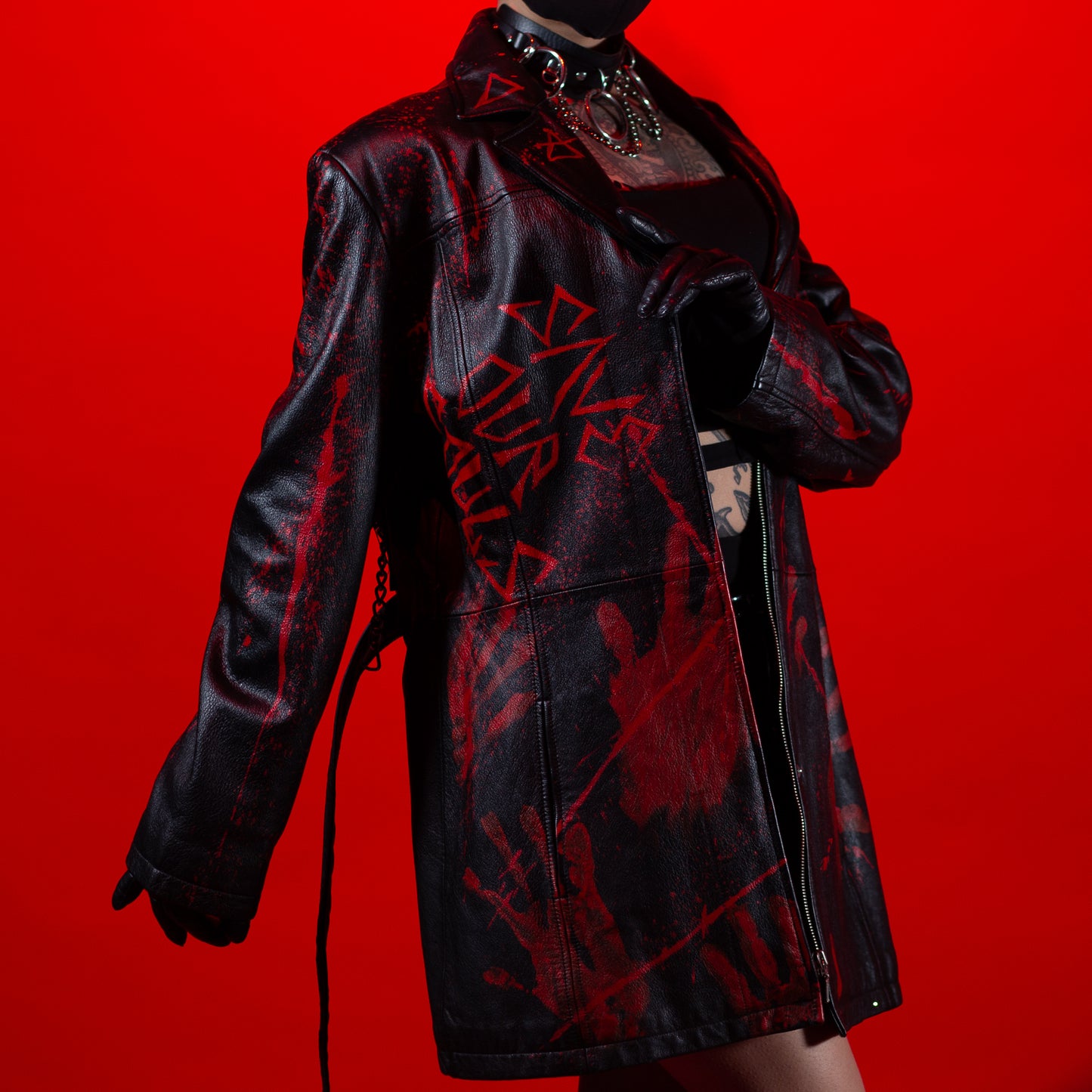 004 Black Bloody Trench Coat image 2