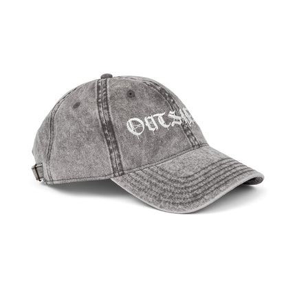Gray distressed baseball cap with 'OUTSIDER' logo on a white background