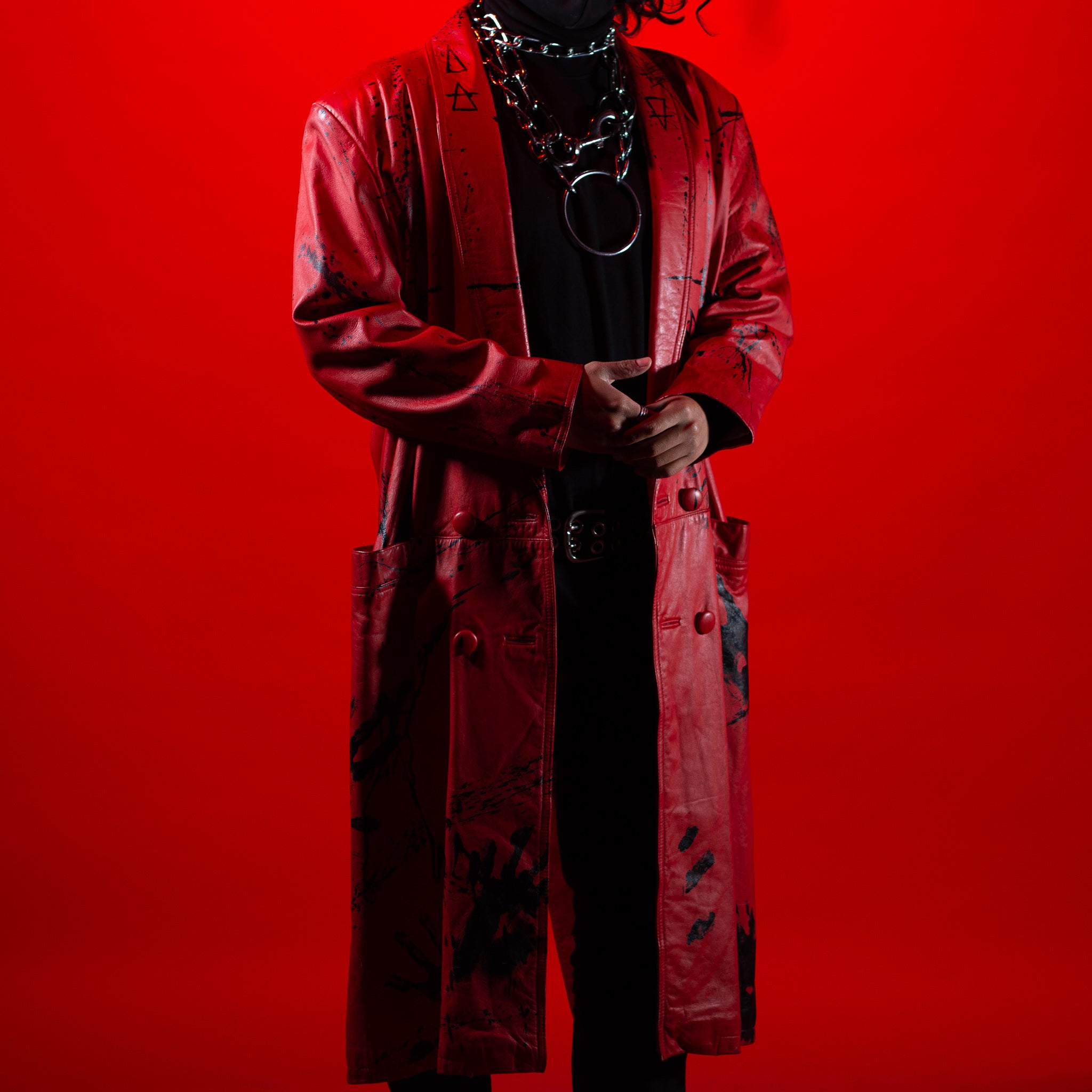 001 Red Bloody Trench Coat image 0