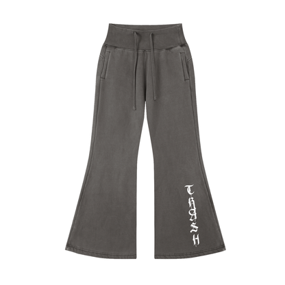 Vintage Washed Flared Fleece Pants Active Wear Gym Gear