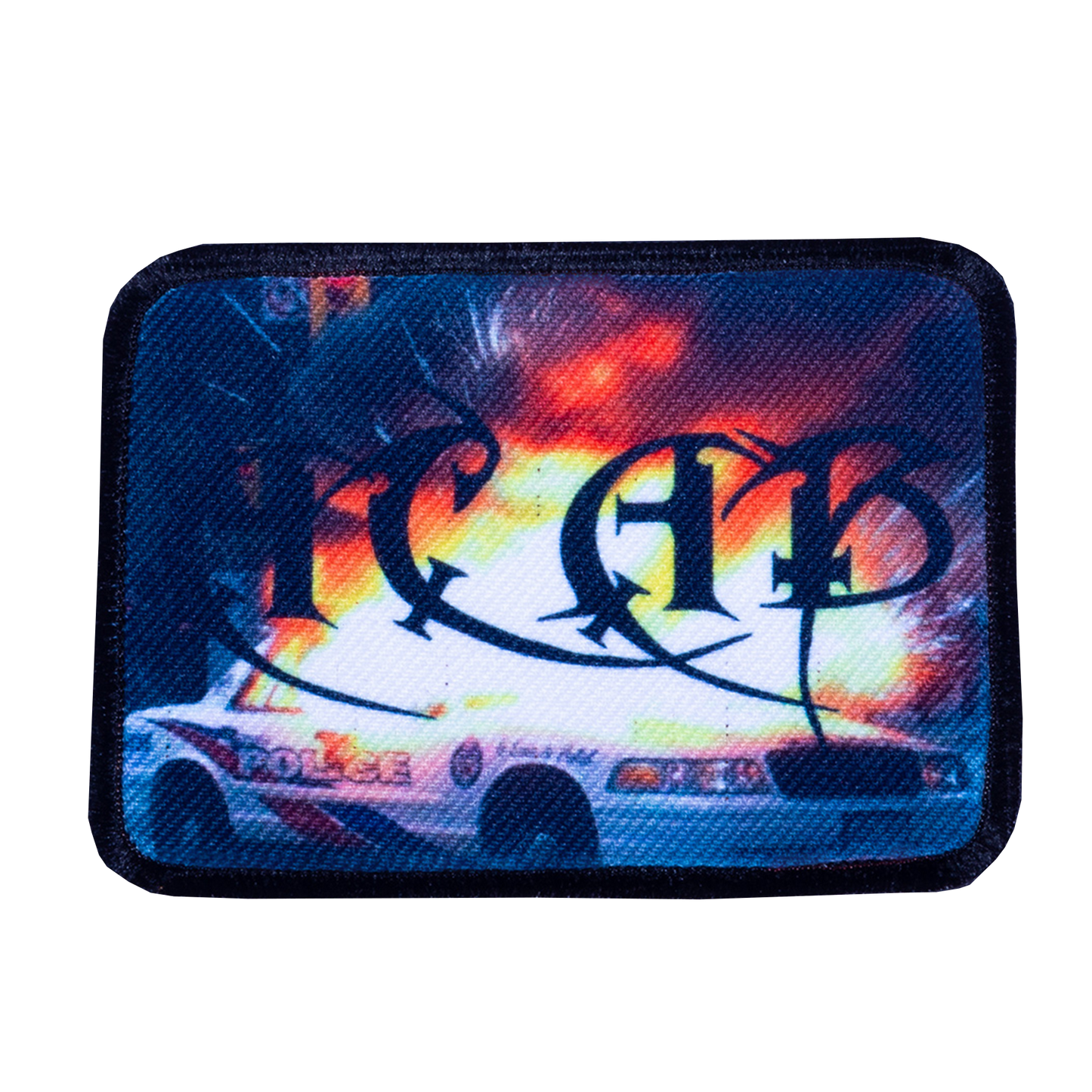Patch with burning cop car "ACAB" 