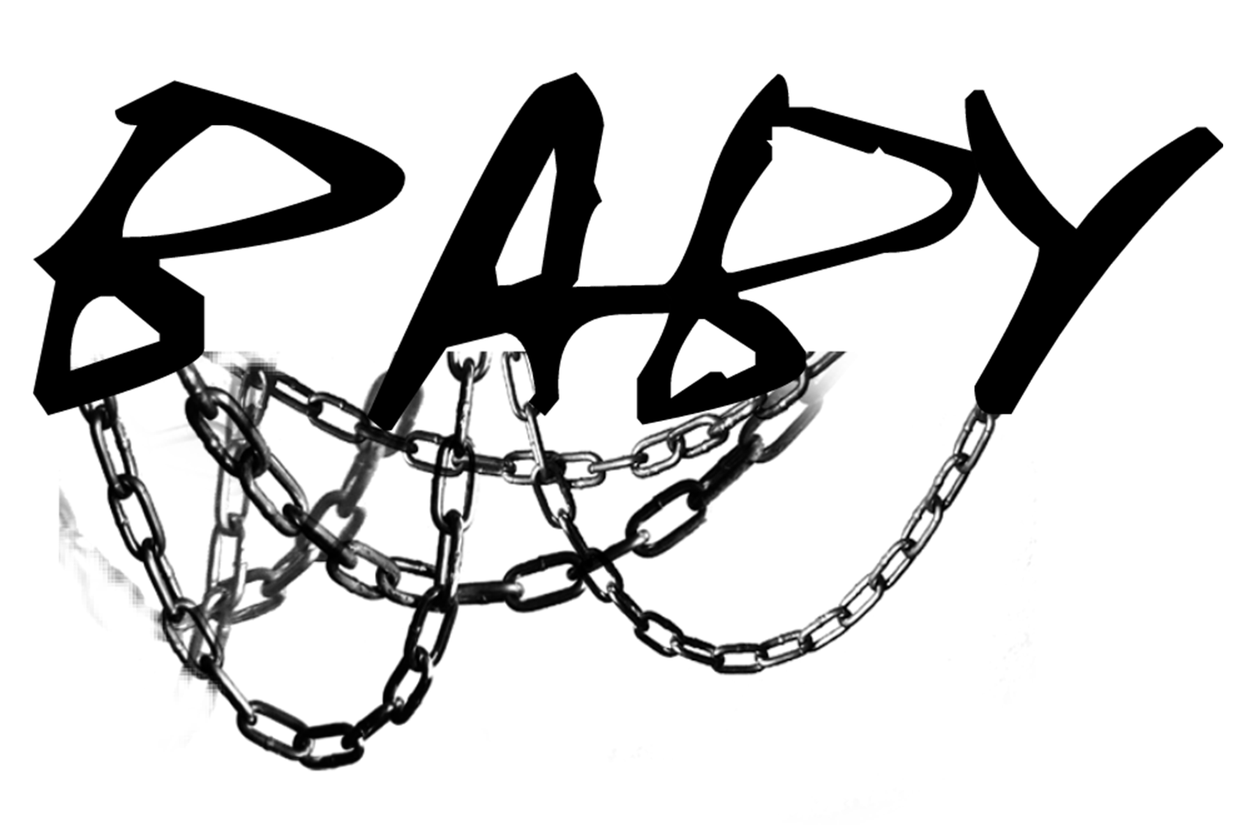 Black chain with 'BABY' text on a white background