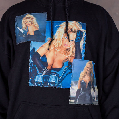 Pamela Andersen Black Hoodie  with patches