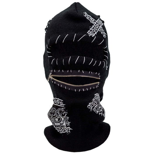 Black Zipper Mouth Ski Mask 