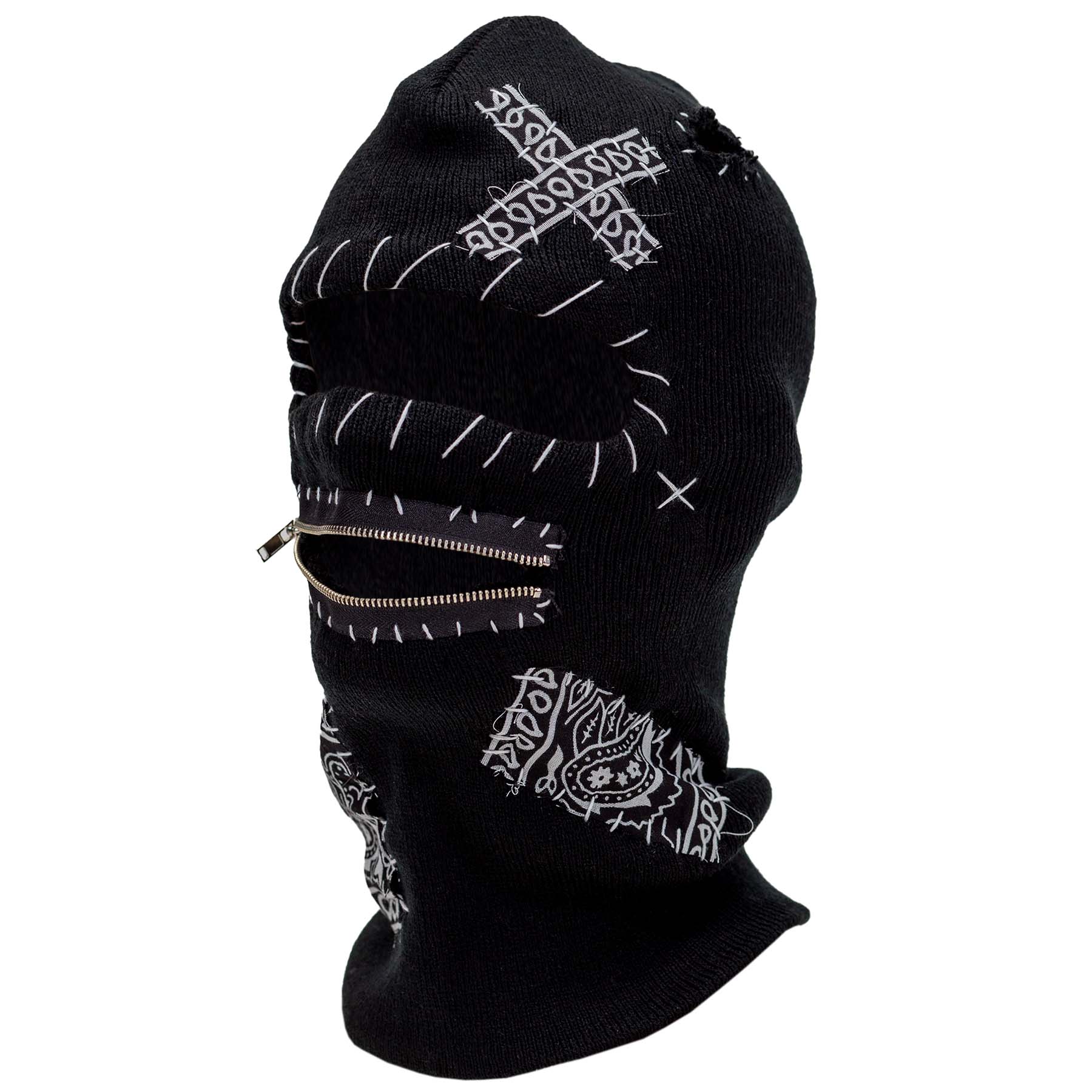 Black Zipper Mouth Ski Mask 
