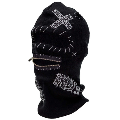 Black Zipper Mouth Ski Mask 