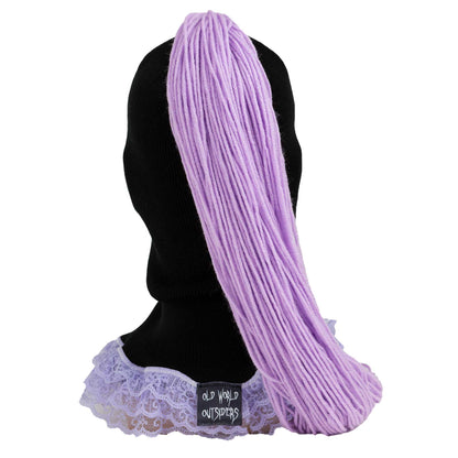 Black ski mask with purple hair
