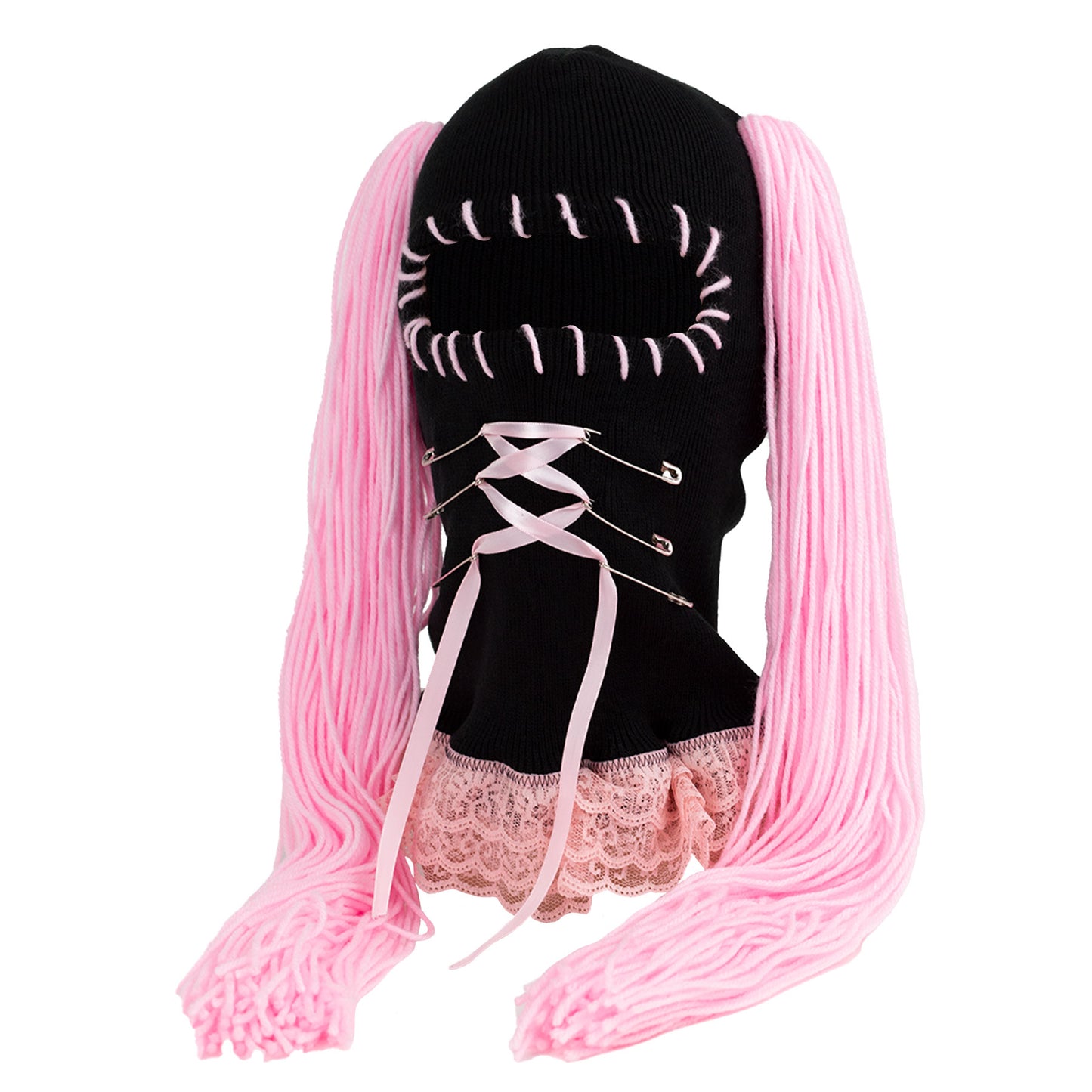 Womens ski mask with pigtails