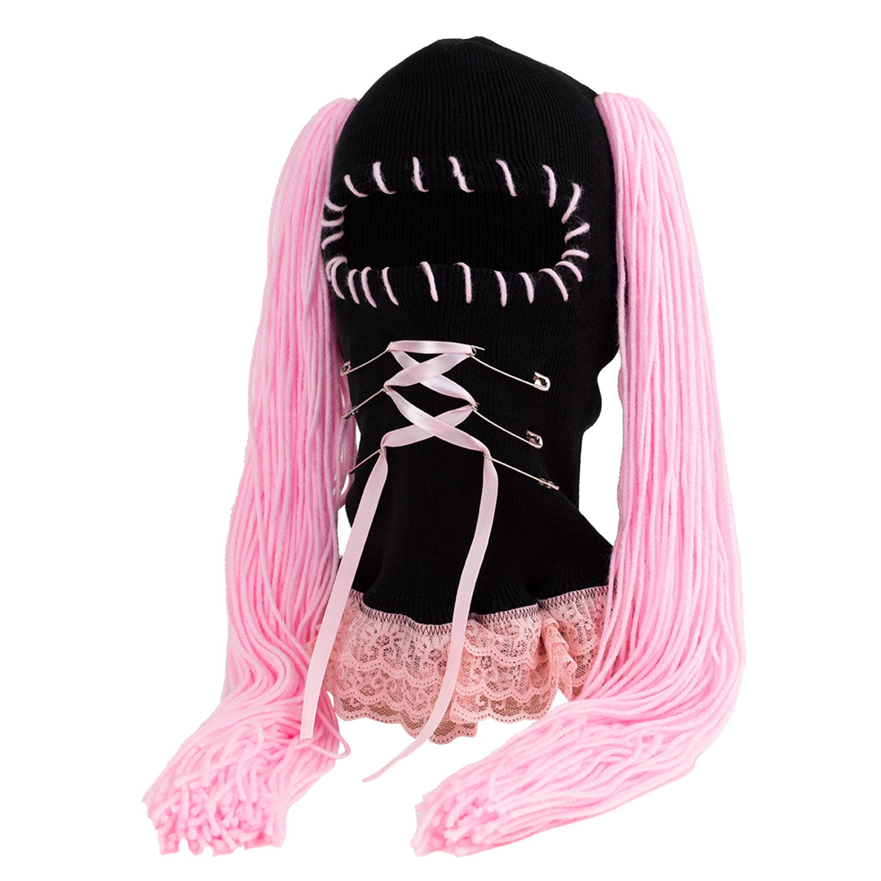 Womens ski mask with pigtails