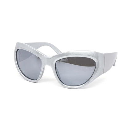 Oversized Silver Bug Eye Sunglasses
