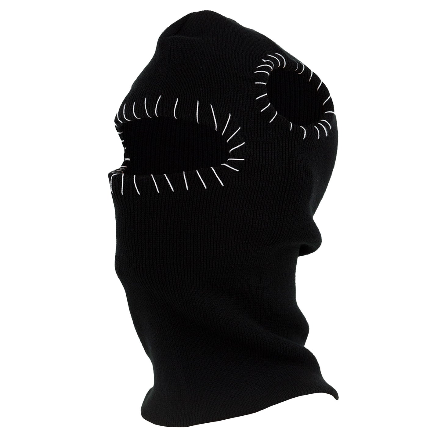 Black balaclava with white accents on a white background