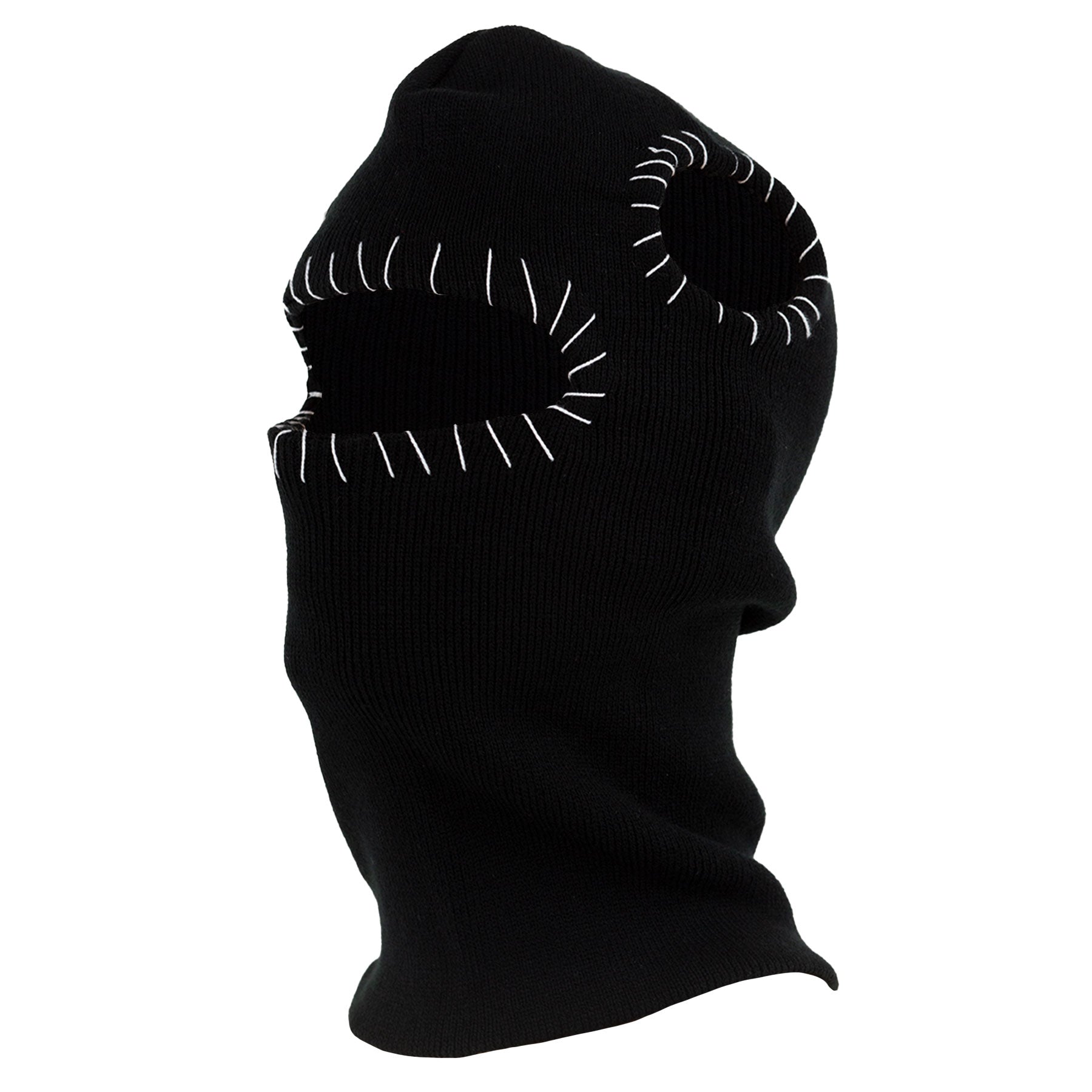 Black balaclava with white accents on a white background