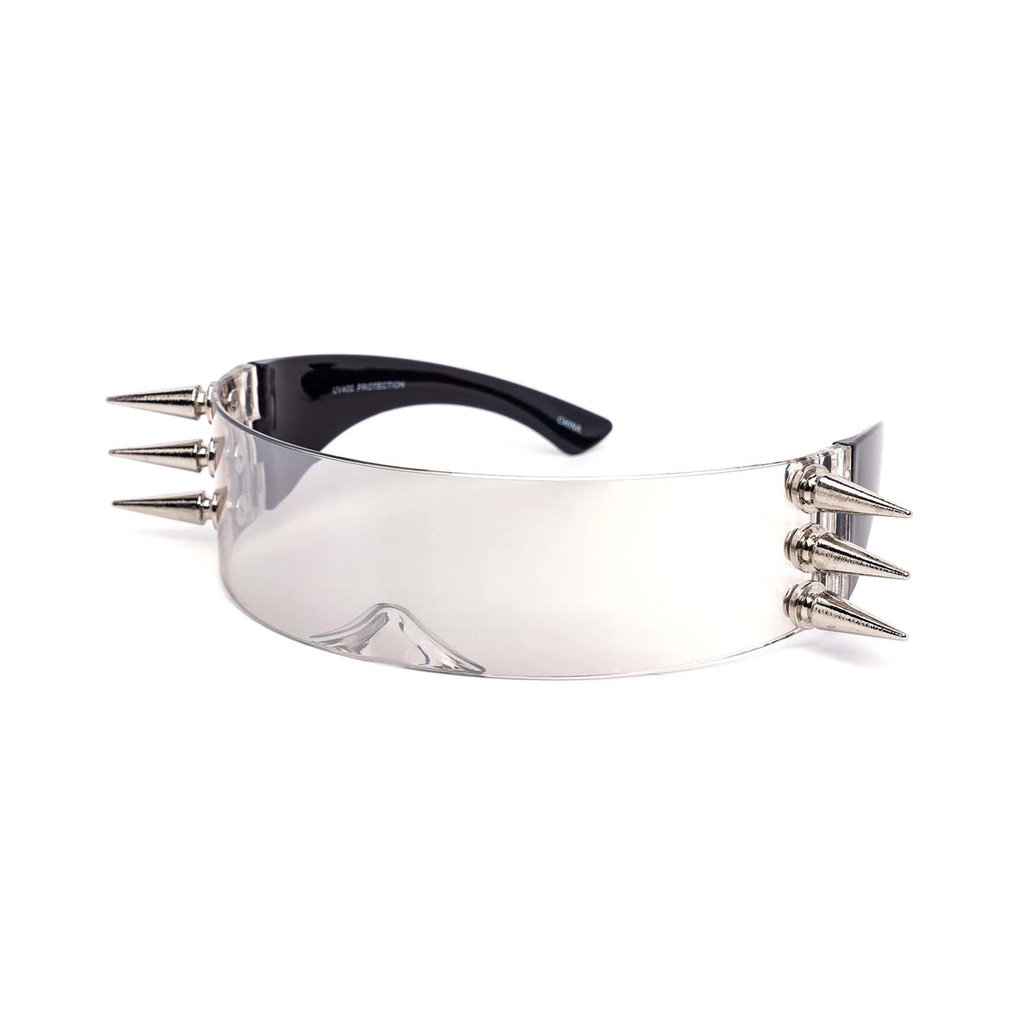 Cyberpunk Clear  Spiked Rave Sunglasses
