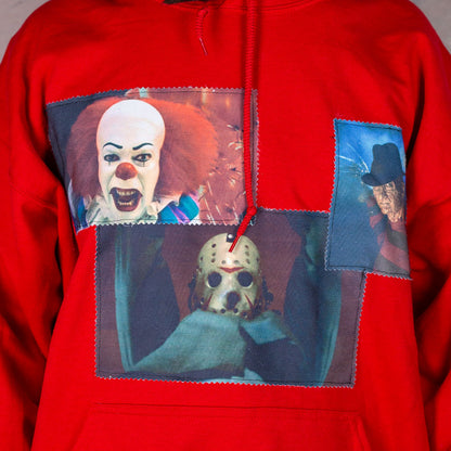 Red halloween hoodie with Freddy, Jason, It