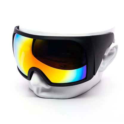 Futuristic Black Ski Sunglasses With Reflective Lens