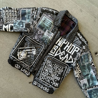 Hip hop battle jacket punk alternative streetwear leather coar painted with a hip hop theme
