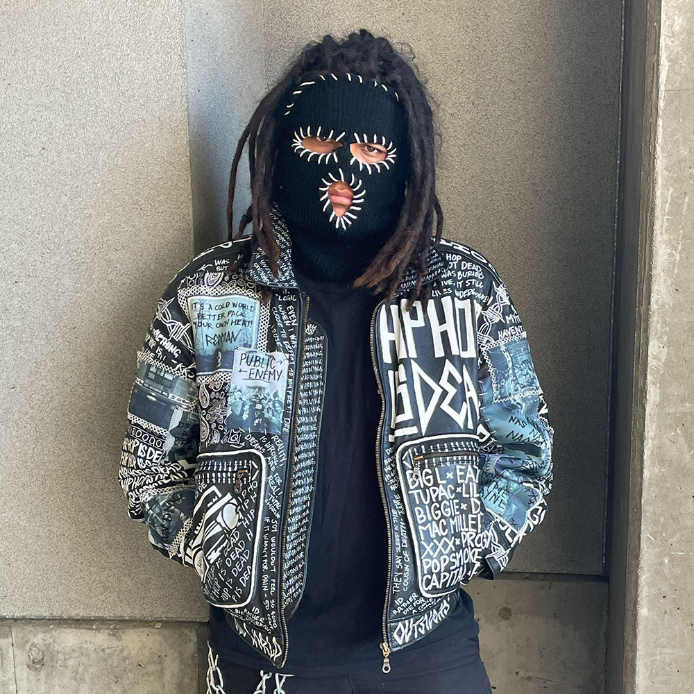 Hip Hop Leather Jacket With Hand Painted Lettering