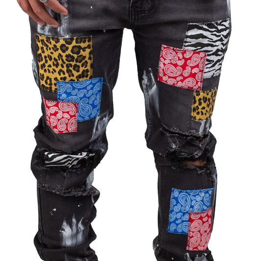 Men’s Punk Crust Pants with Patches 