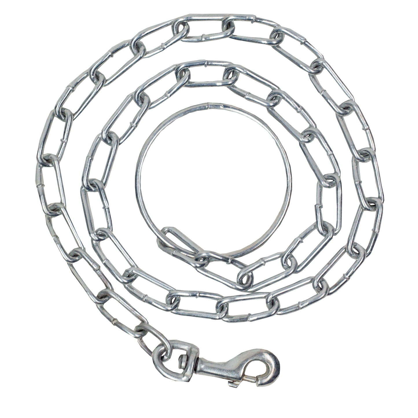 Metal chain with a clasp on a white background