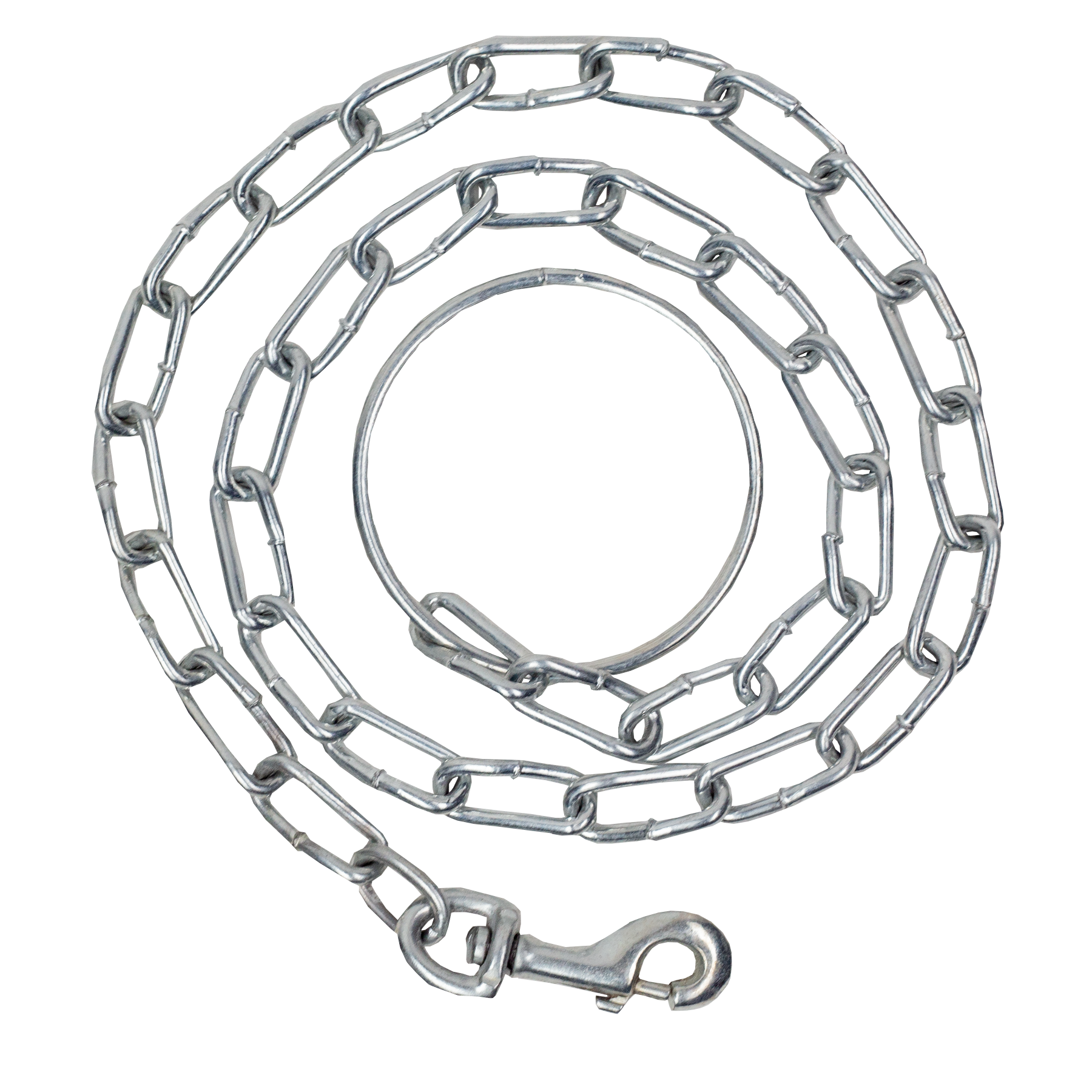 Metal chain with a clasp on a white background