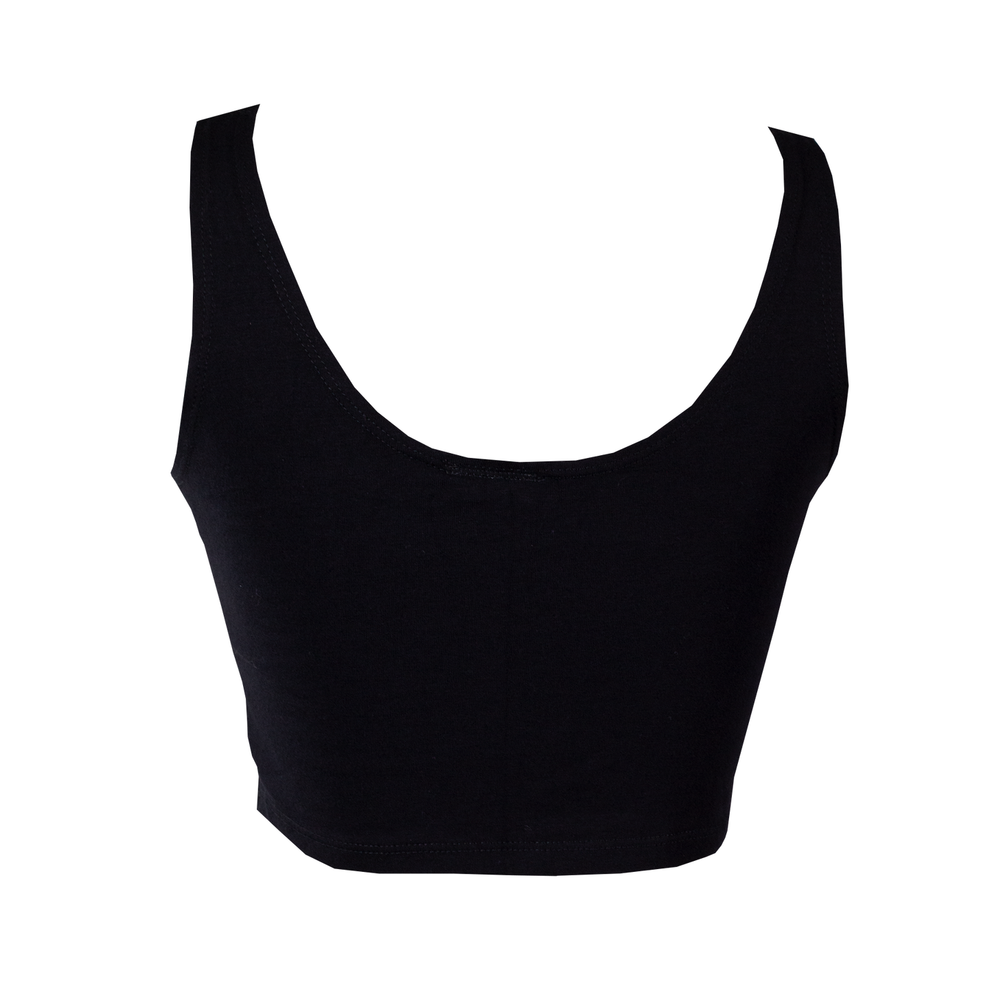 Black crop top on a white background