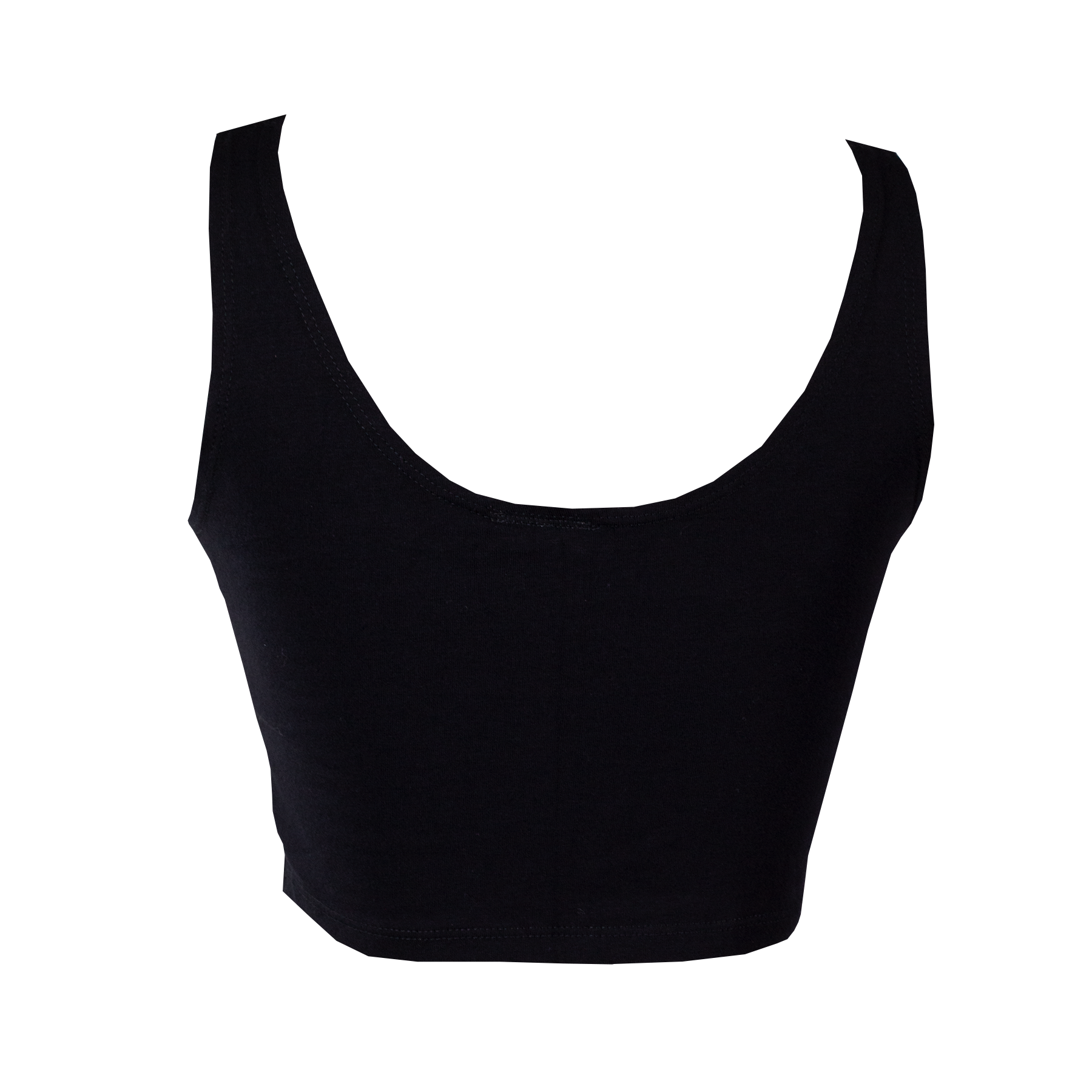 Black crop top on a white background
