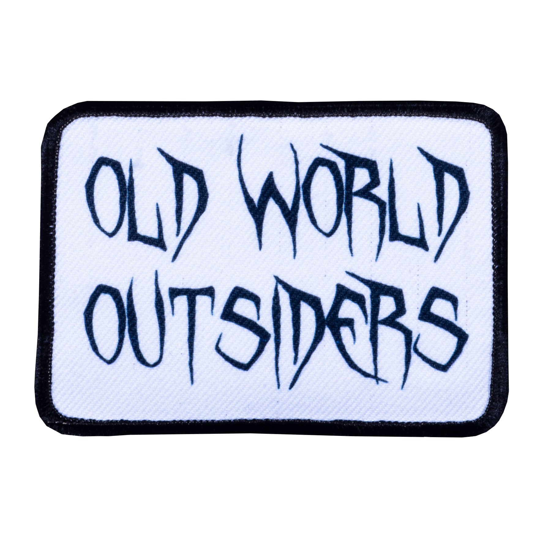 Rectangular patch with 'Old World Outsiders' text on a white background