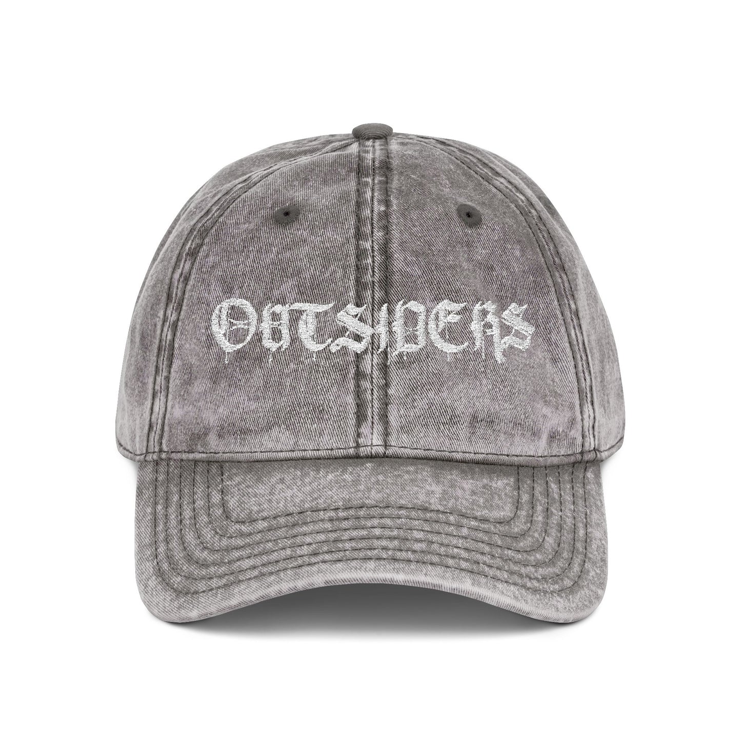 Gray cap with 'OUTSIDERS' embroidered on a white background