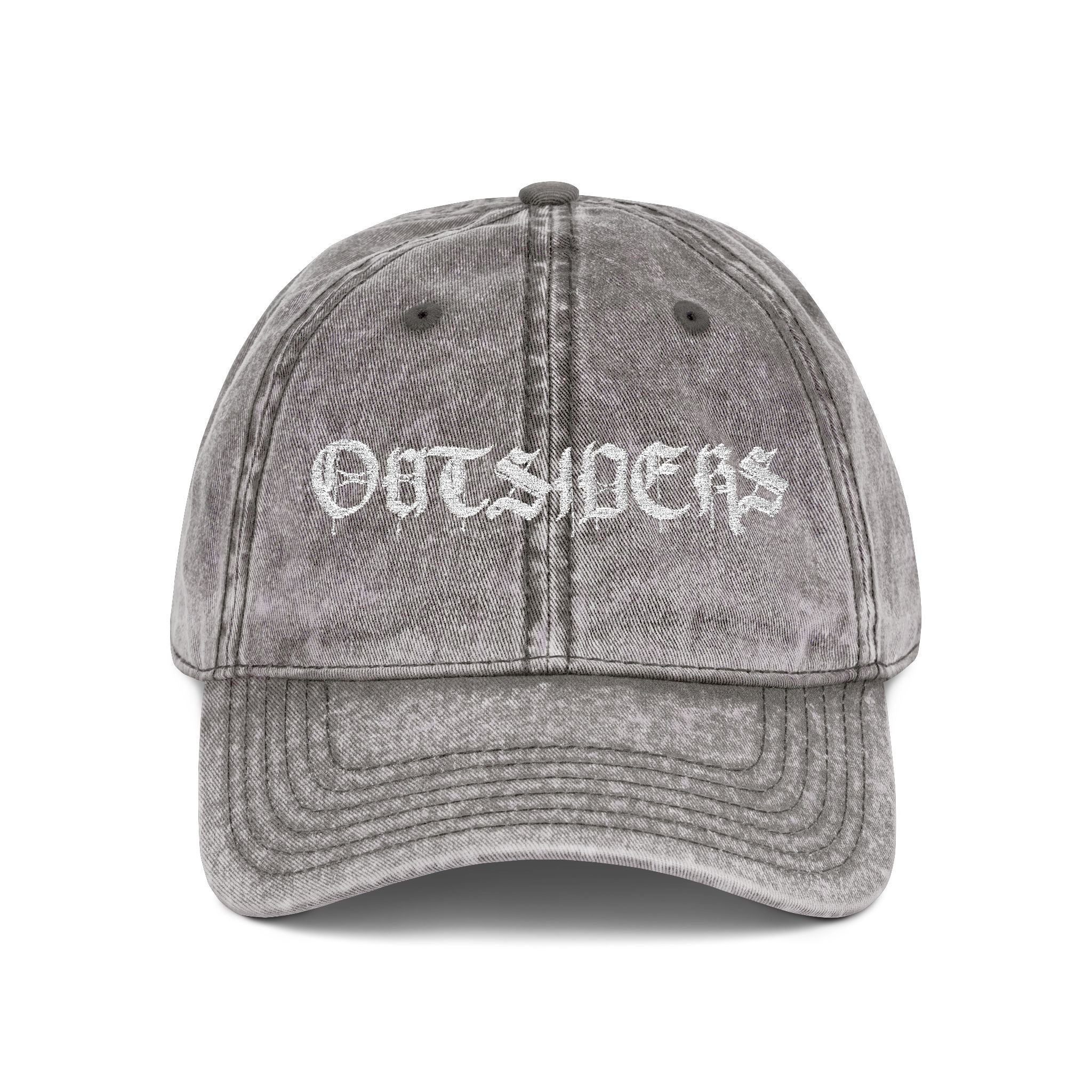 Gray cap with 'OUTSIDERS' embroidered on a white background