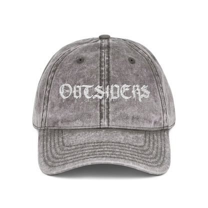 Gray cap with 'OUTSIDERS' embroidered on a white background