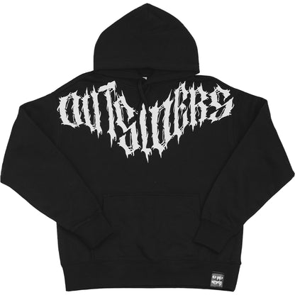 Black Alternative Streetwear Hoodie With Metal Lettering