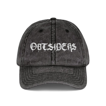 Black distressed cap with 'OUTSIDERS' embroidery on a white background
