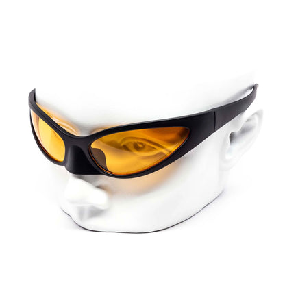 Oval Phantom Nose Guard Black Sunglasses With Yellow Lens